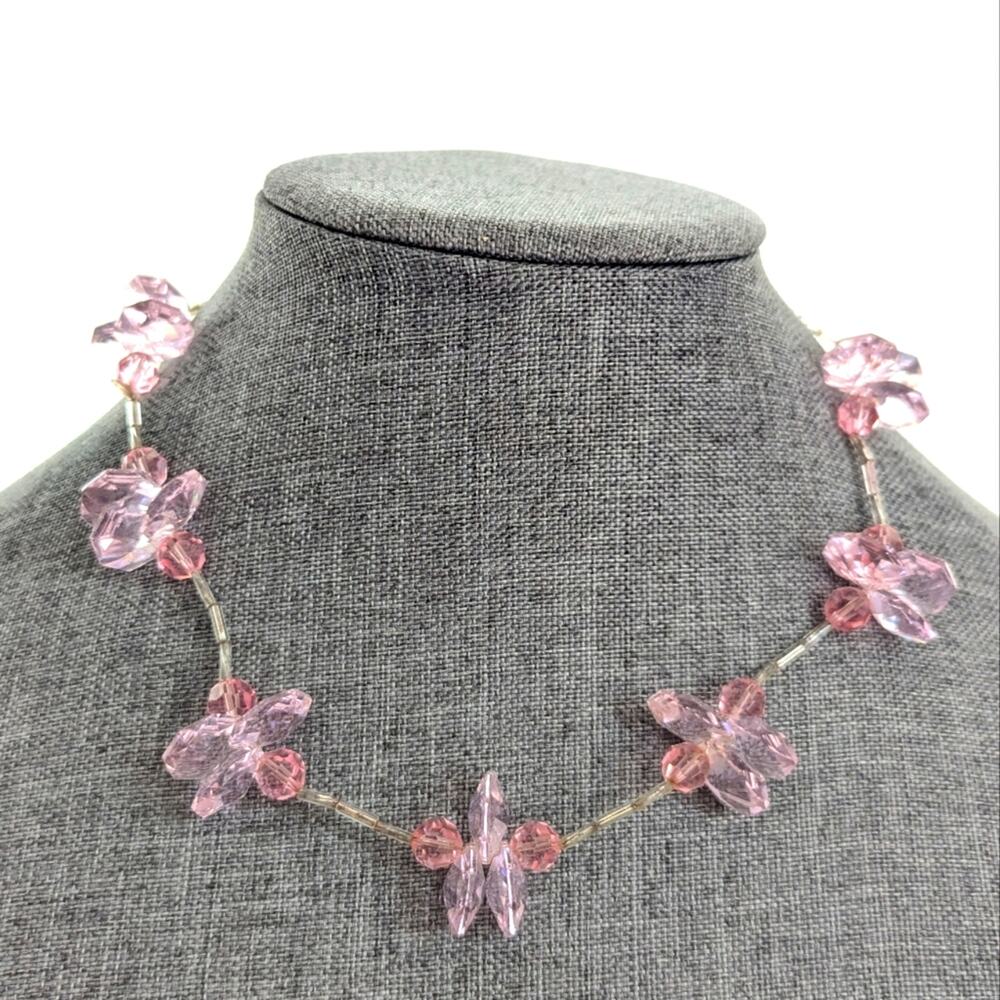 Vintage Y2K Stunning Glass Crystal Beaded Floral Wedding Guest Choker Necklace